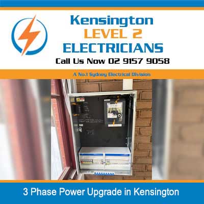 3 phase power installation with electrical meter box in Kensington