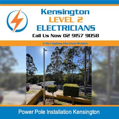 New power pole installed in residential area with power lines in Kensington